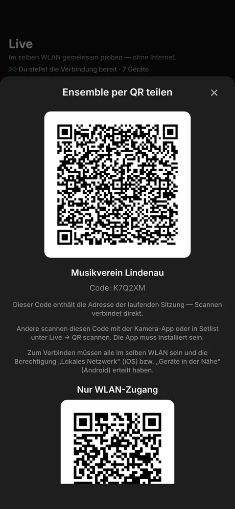 Beitritt per QR-Code zum Band-WLAN