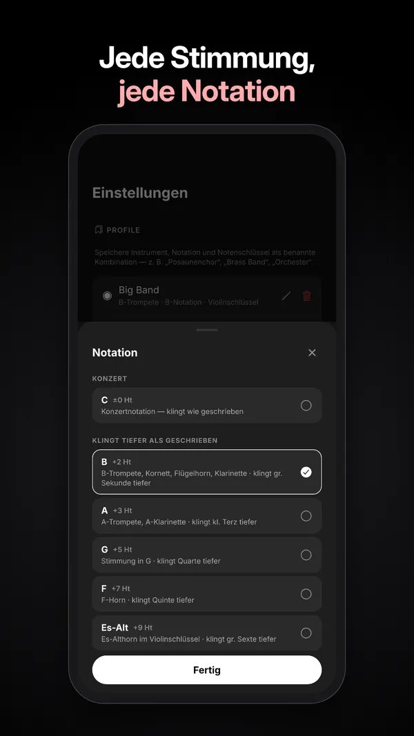 Auswahl der Notation