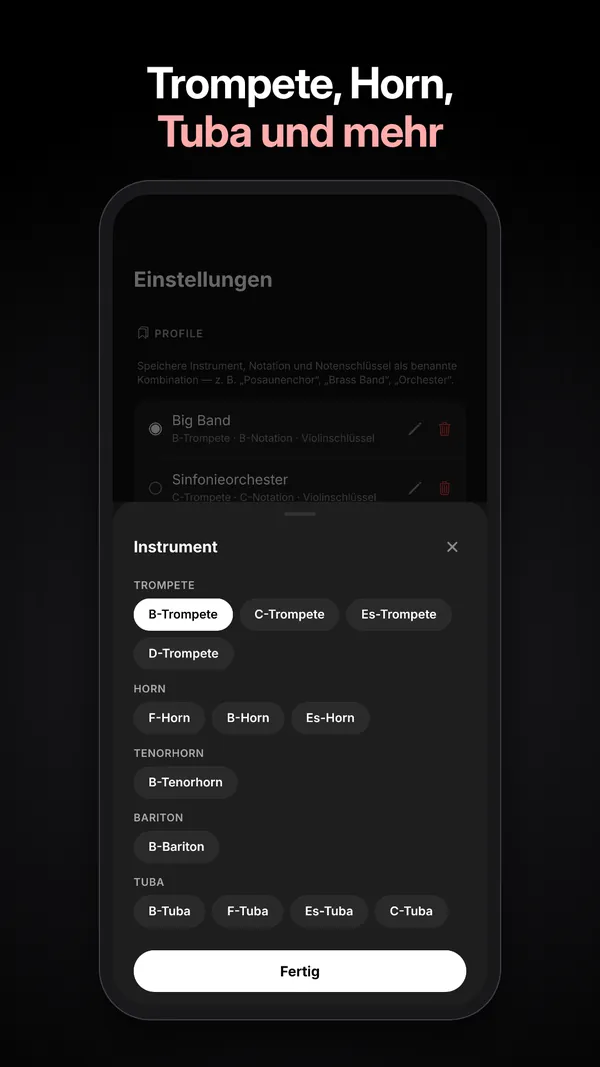 Instrumentenauswahl